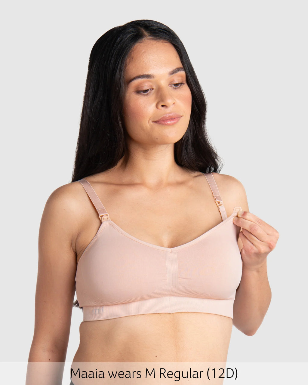 Hot Milk My Necessity 2.0 FlexFit nursing bra in ballet pink, featuring soft fabric and adjustable straps for comfortable breastfeeding support.