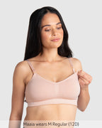 Hot Milk My Necessity 2.0 FlexFit nursing bra in ballet pink, featuring soft fabric and adjustable straps for comfortable breastfeeding support.
