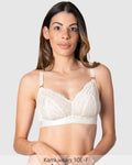 Hot Milk Warrior wirefree nursing bra in ivory with soft cups, featuring comfortable, supportive design for breastfeeding.