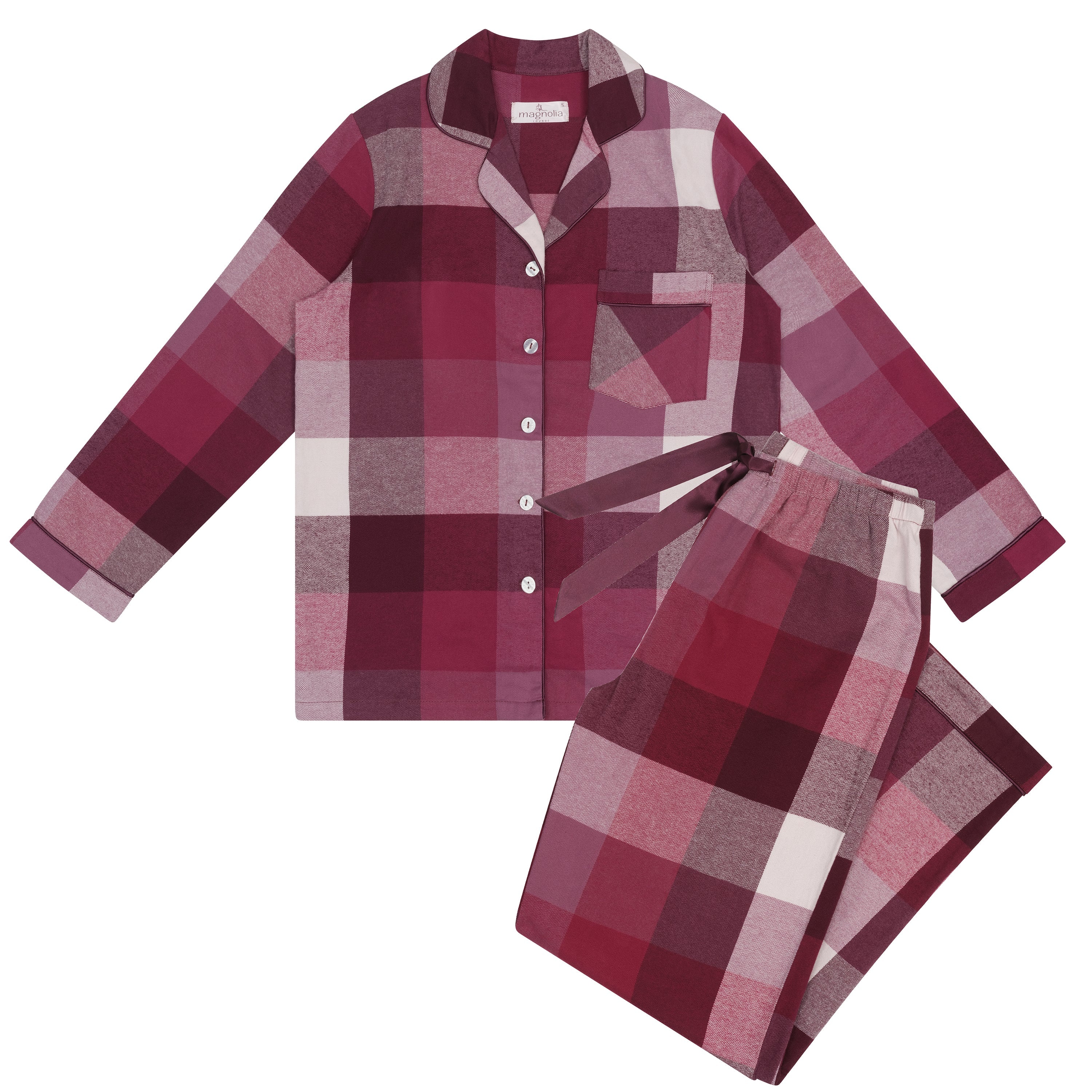 Magnolia deep twilight flannelette cotton pyjama set for sleepwear, featuring soft fabric and cozy fit in a stylish design.