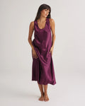 Love and Lustre Mono Silk Long Nightdress in Merlot, featuring smooth silk fabric and elegant, flowing design for comfortable sleepwear.