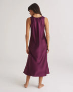 Love and Lustre Mono Silk Long Nightdress in Merlot, elegant sleepwear with a smooth, flowing silk fabric and classic design.