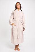 Love and Lustre 100% cotton plush sleepwear robe in dusk pink, soft and cozy with a relaxed fit and plush texture.