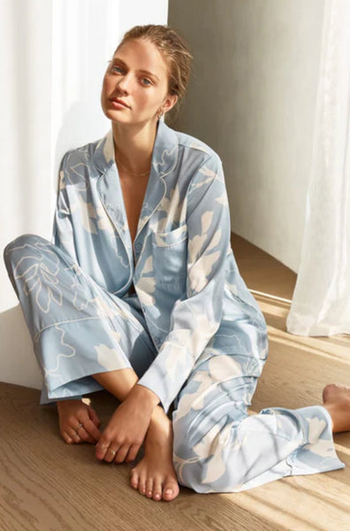 Elina Botanical Pyjama Set (Blue)