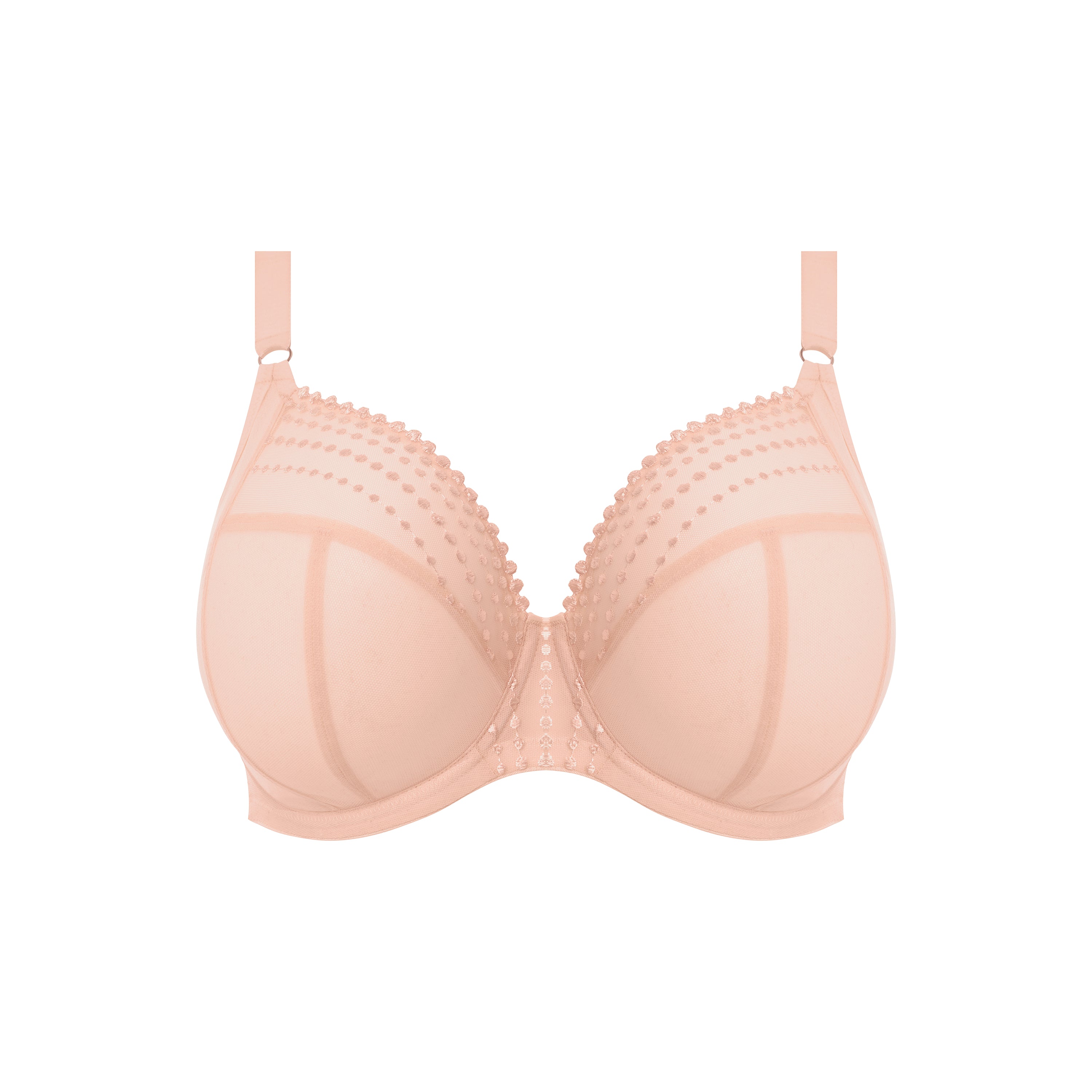 ELOMI Matilda underwire plunge bra in pearl blush, featuring cutout design and smooth fabric for a stylish, supportive fit.