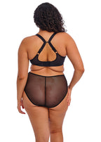 Black ELOMI Matilda plunge side support bra with underwire, showcasing smooth cups and adjustable straps on a plain background.