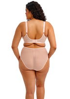ELOMI Matilda Pearl Blush underwire plunge bra with soft lace cups and bow detail, designed for a flattering fit and elegant look.