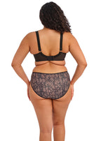 ELOMI Morgan Ebony stretch banded bra in black, with smooth fabric and supportive design, shown on a white background.