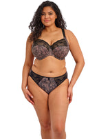 Ebony Morgan Stretch Banded Bra by ELOMI with supportive design and smooth fabric, displayed on a neutral background.