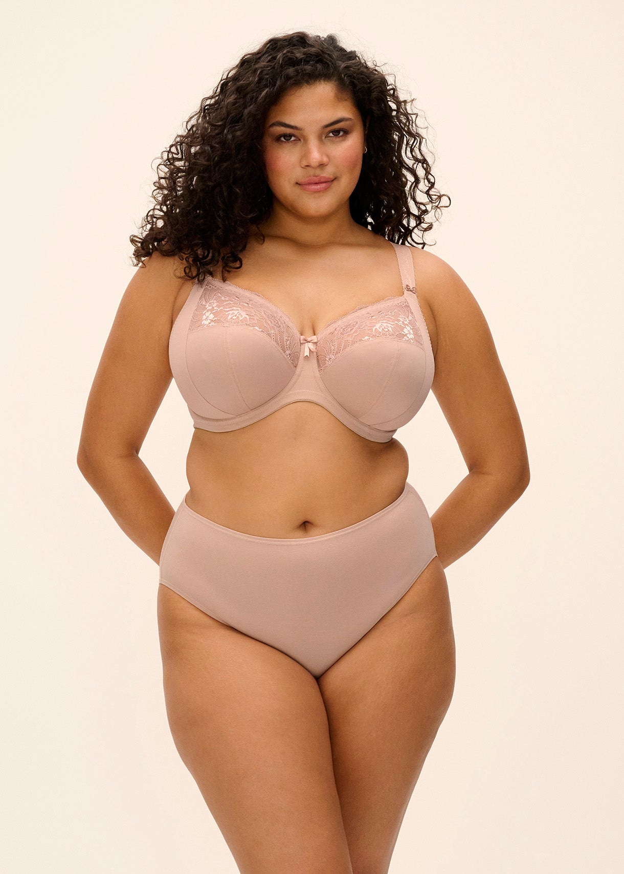 ELOMI Morgan Stretch Banded Bra in Sahara Nude with smooth full-coverage design and supportive band, shown on a plain background.