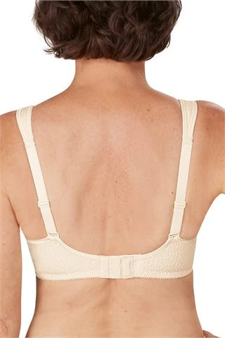 Mona wire-free bra by AmOENA in champagne color, back view showing comfortable design and supportive fit.