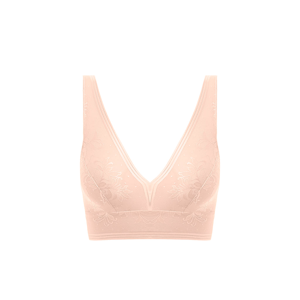Net Effects Semi-Sheer Lace Bralette - Nude