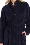 Amy Button-Up Fleece Dressing Gown (Navy)