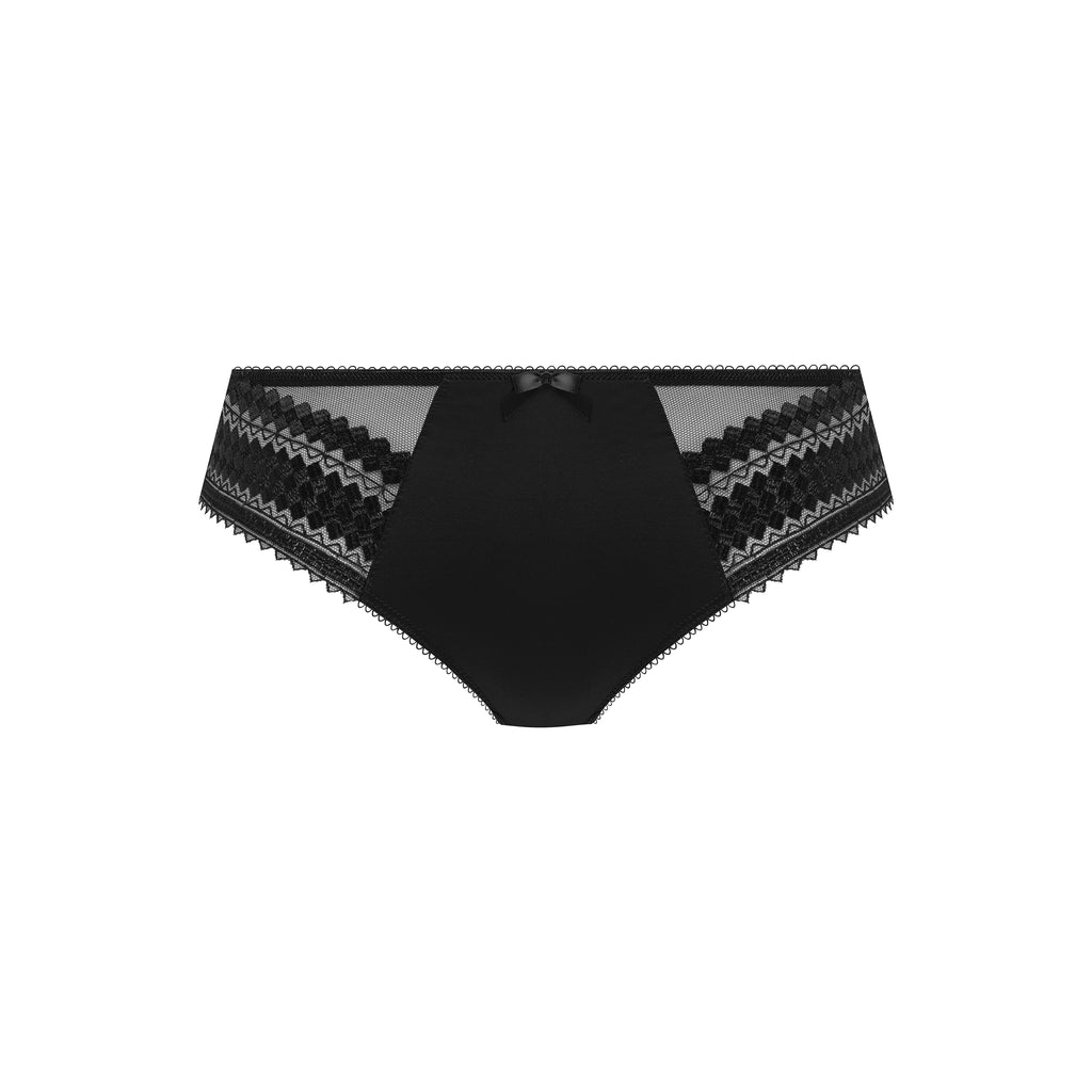 Fantasie Rebecca black full brief underwear with lace side inserts, soft fabric and comfortable fit.