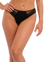 Fantasie Rebecca full brief underwear in black with lace side inserts, comfortable and stylish women's lingerie.