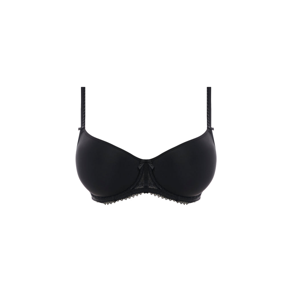 Fantasie Rebecca black underwire moulded T-shirt bra with full cups and spacer fabric, featuring a subtle cutout detail.