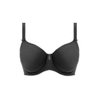 Fantasie Rebecca Essential underwire T-shirt bra in black with molded spacer cups, seamless design, and adjustable straps.