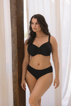 Fantasie Rebecca Essential underwire T-shirt bra in black with molded spacer cups, designed for seamless comfort and support.