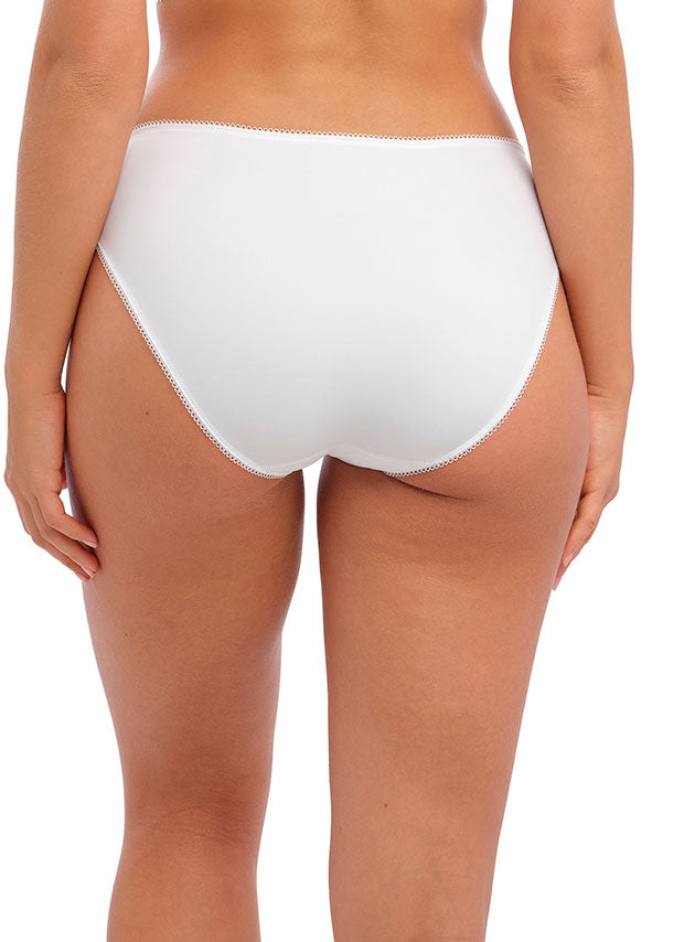 White lace side insert Rebecca full brief by Fantasie, comfortable women's underwear with delicate lace details.