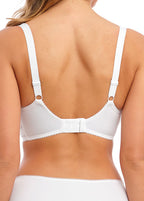 Fantasie Rebecca white underwire molded T-shirt bra with full cups, smooth spacer fabric, and supportive design.