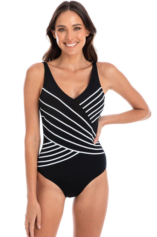 Crossover One Piece Swimsuit (Black)