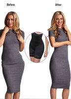 Black firm control high-waisted shapewear shorts by LA SCULPTE, shown before and after for a smooth, sculpted silhouette.
