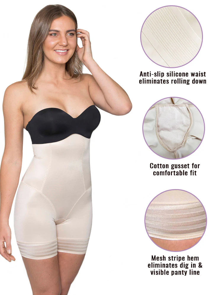 Nude high-waisted shapewear shorts from LA SCULPTÉ with firm control and seamless design for a smooth silhouette.
