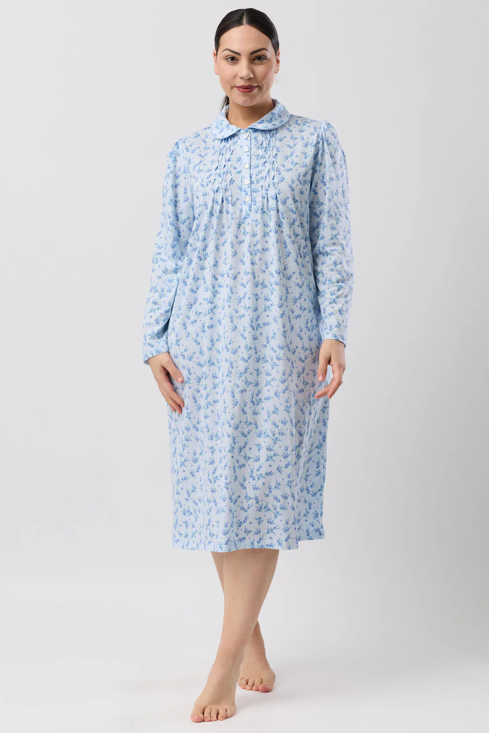 Blue Jasmine Collar Nite sleepwear by Schranks, featuring a comfortable, stylish collar design perfect for nighttime wear.