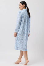 Blue Jasmine Collar Nite sleepwear by Schranks, soft fabric with a relaxed fit, featuring a collar and button details.