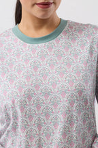 Pink Oriental Ski PJ Set sleepwear by Schranks featuring cozy, patterned fabric and a comfortable fit for relaxing nights.