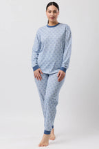 Schrank Oriental Ski PJ sleepwear set in teal, featuring a cozy, printed pajama top and matching pants for comfortable sleepwear.