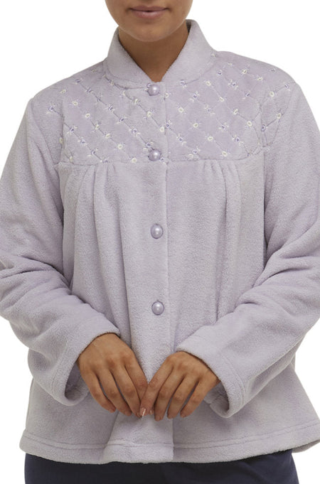 Amy Button-Up Fleece Dressing Gown (Dusty Pink)