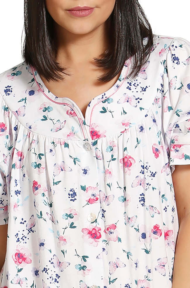 Schrank Cotton Butterfly Brunchcoat White - Lightweight Summer Robe Available in size 10 only