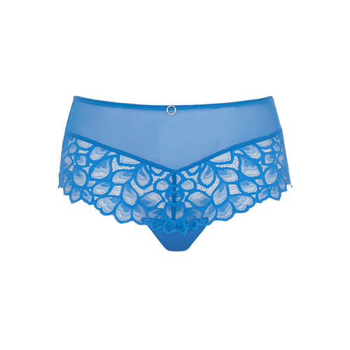 Azure blue Allure Brazilian underwear by Panache featuring smooth fabric and a comfortable fit, shown on a white background.