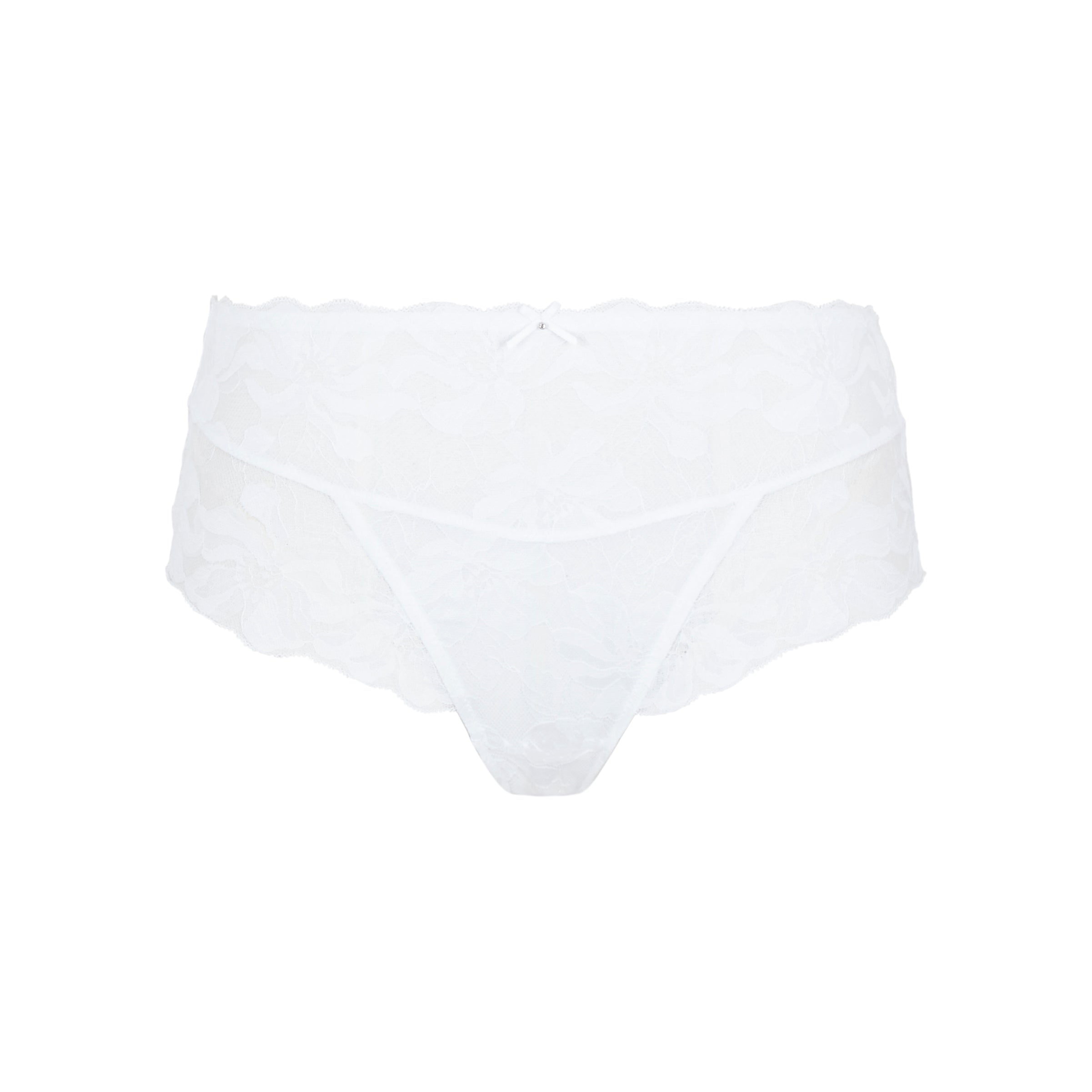 White Evangeline Deep Brief underwear by Panache, featuring smooth fabric and comfortable fit, displayed on a flat surface.