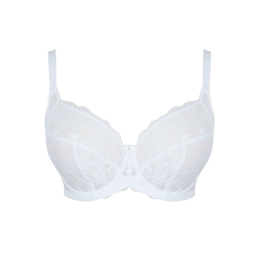 White Panache Evangeline full coverage bra with smooth cups and supportive straps, designed for comfortable everyday wear.