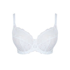 White Panache Evangeline full coverage bra with smooth cups and supportive straps, designed for comfortable everyday wear.