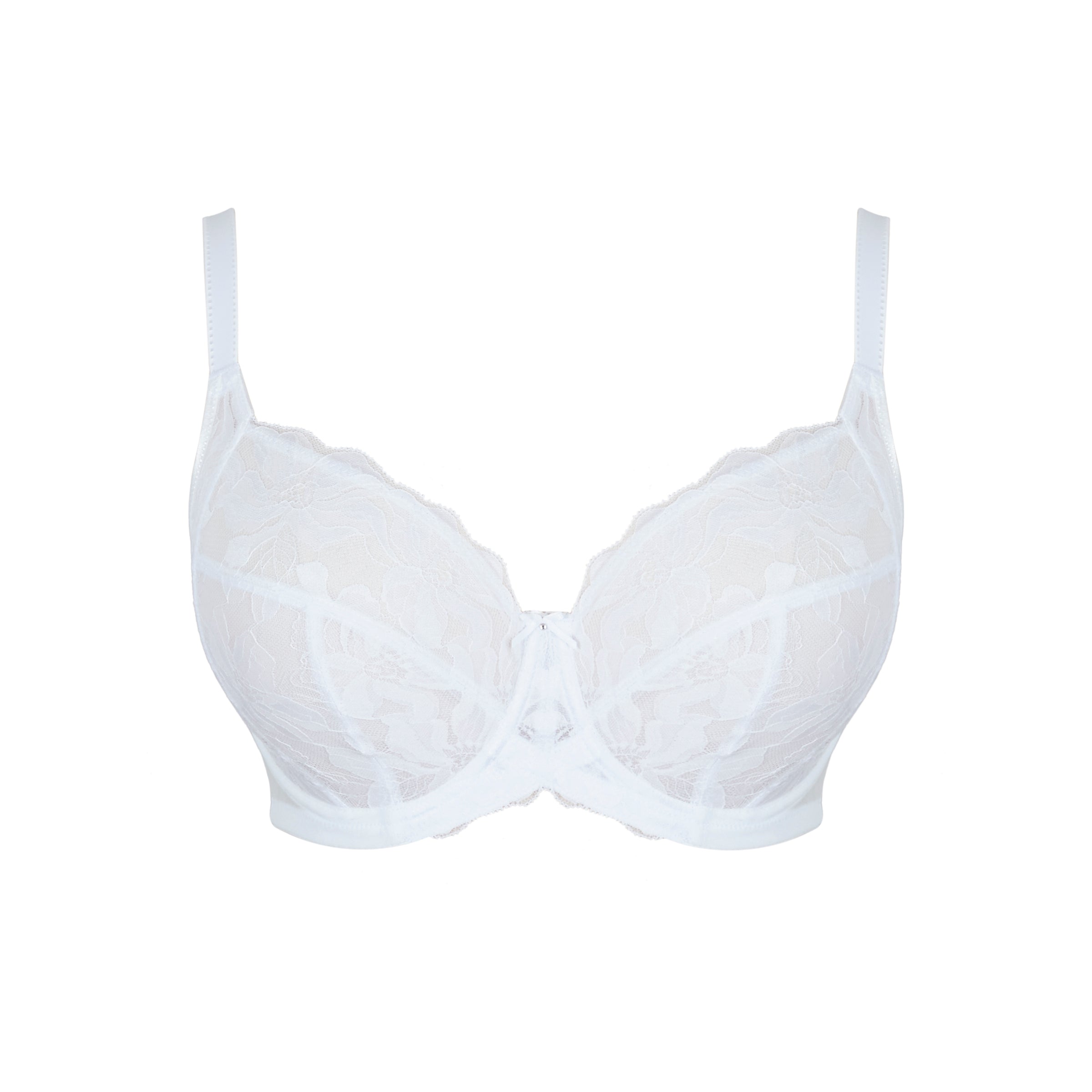 White Panache Evangeline full coverage bra with smooth cups and supportive straps, designed for comfortable everyday wear.
