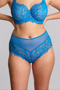 Azure blue Panache Allure full brief underwear with supportive fit and comfortable fabric, shown on a model.