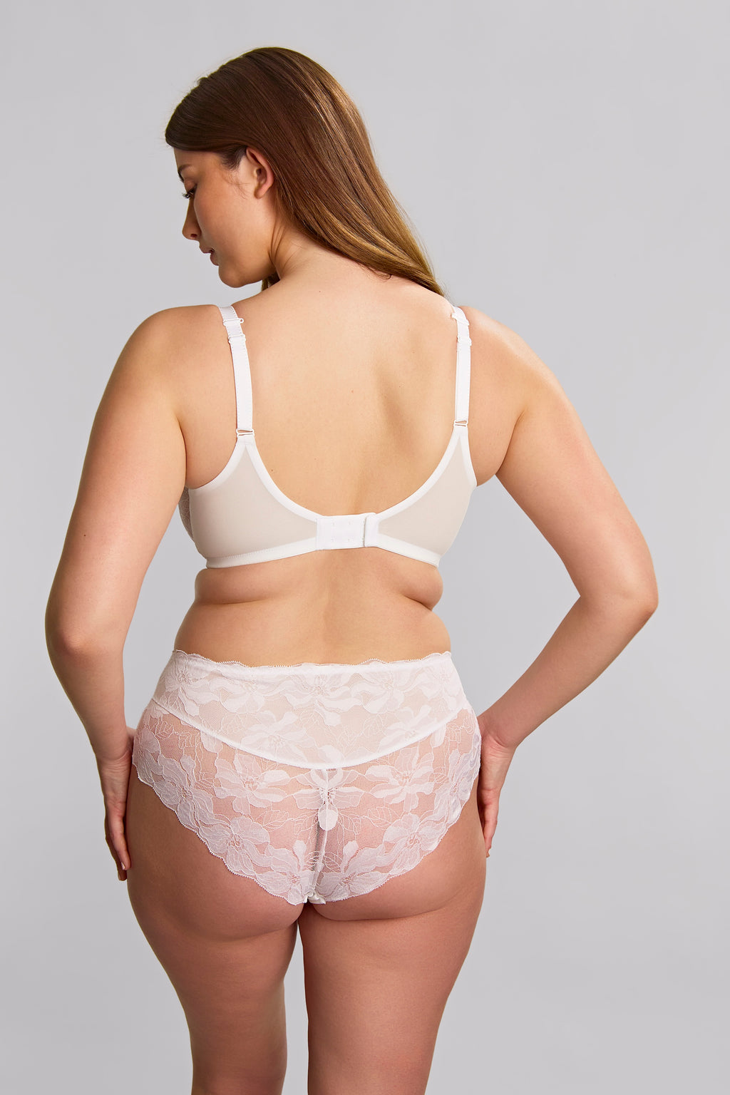 White Evangeline full coverage bra by Panache, featuring smooth cups and adjustable straps for comfortable support.