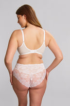 White Evangeline full coverage bra by Panache, featuring smooth cups and adjustable straps for comfortable support.