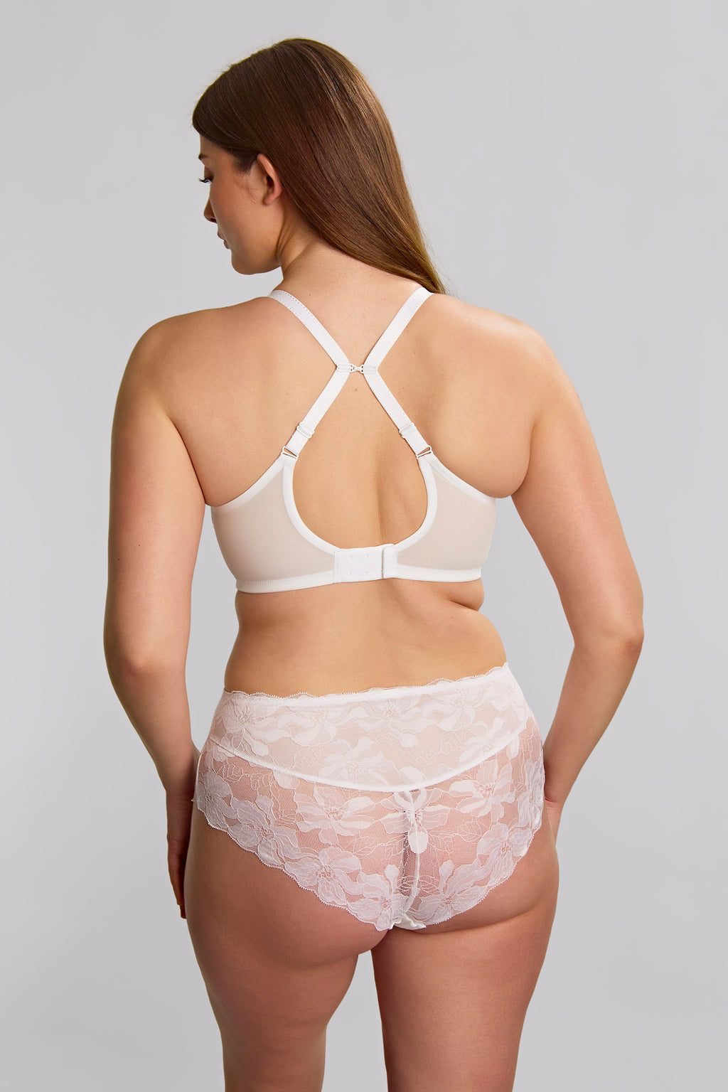 White Panache Evangeline full coverage bra with supportive cups and delicate lace detailing.