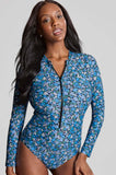 Panache Grace Long Sleeve Swimsuit UPF 50+ Recycled Posy Print Available in size 12 only