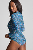 Panache Grace Long Sleeve Swimsuit UPF 50+ Recycled Posy Print Available in size 12 only