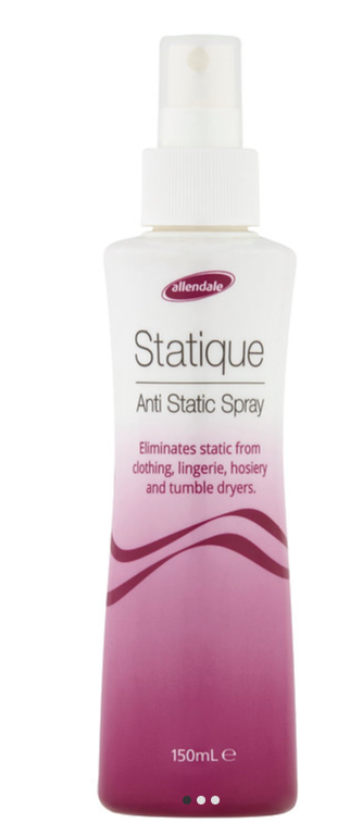 Antistatic spray bottle from ALLENDALE, a useful accessory for reducing static in electronic and fabric applications.