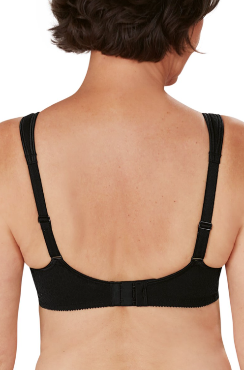 Black Mona wire-free bra by AMOENA with smooth cups and adjustable straps, designed for comfortable support.