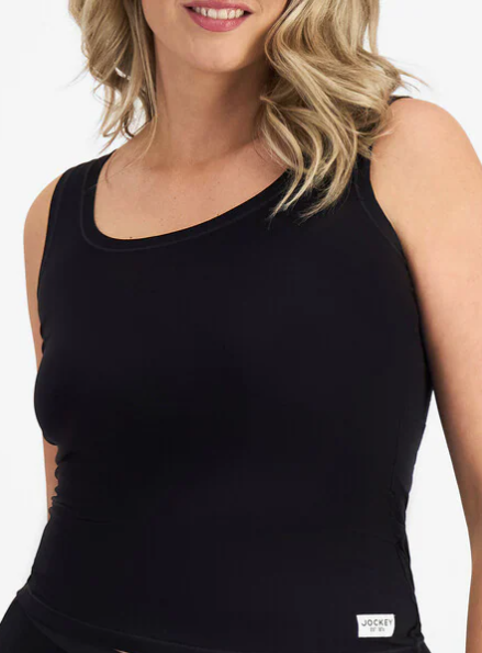 Black Jockey Comfort Classics bamboo camisole, soft lingerie with adjustable straps and smooth fabric, ideal for everyday wear.