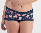 Marias Microfibre Full Brief (Navy/Pink Floral)