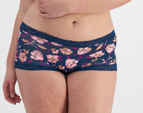 Marias Microfibre Full Brief (Navy/Pink Floral)