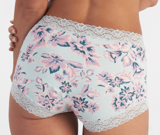Marias Cotton Full Brief (Mint/Pink Floral Print)